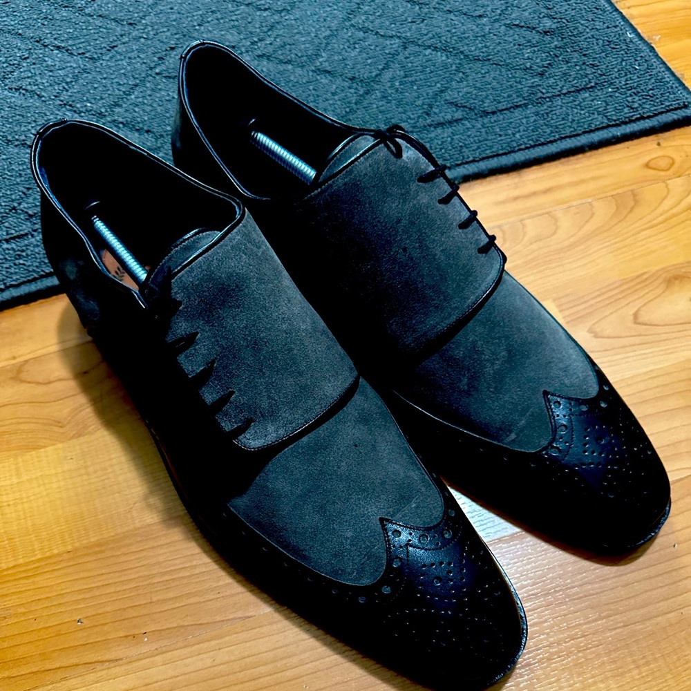 Oxford shoes men wing tip welt genuine leather.